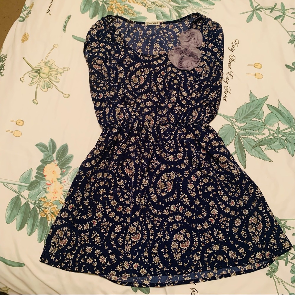 Blue Sketch Babydoll Tunic Top